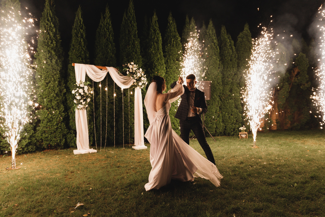 A Bride and Groom Dancing Together